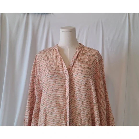 Anthropologie Maeve Womens Orange Multi Lena Yarn Dyed Oversized Tunic Top Large - Picture 3 of 11